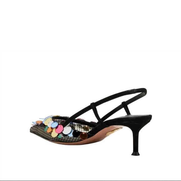 NEW AQUAZZURA women's can can slingback pump in black - Picture 3 of 4